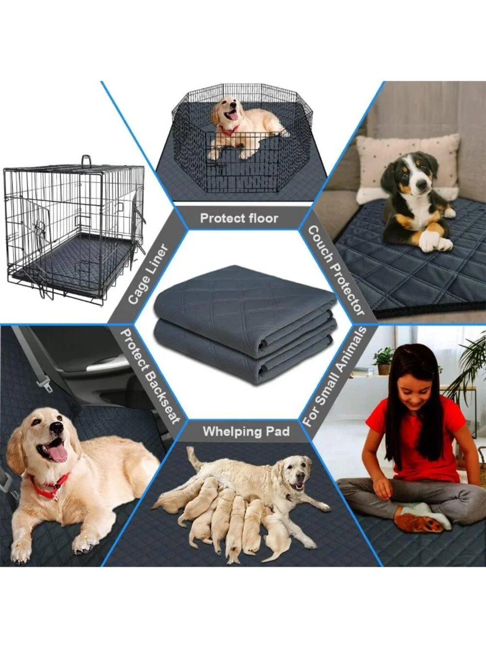 Washable Reusable Dog Pee Pads, Absorbent & Leakproof, Non-Slip, 18
